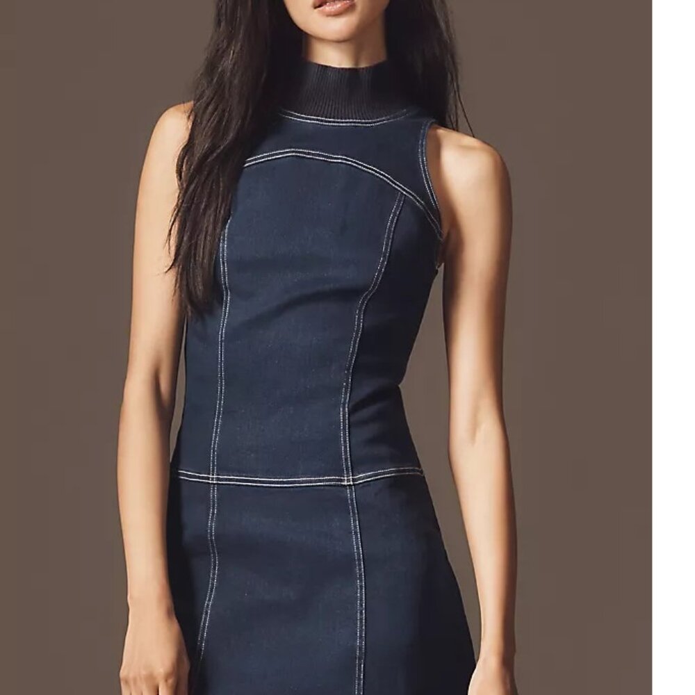 Pilcro Mock-Neck Denim Mini Dress- NEW WITH TAGS